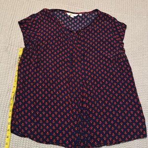 Boden women’s pleat front navy and red poppy blouse US12 UK16